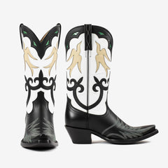 Tuhoomall Comfortable Western Boots for Women, Mid-Calf Height, Perfect for Parties and Outdoor Events, Unique Animal Patterns and Embroidery Design