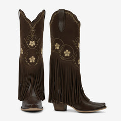 Tuhoomall Western Knee-High Boots for Stylish Casual Occasions, Comfortable Rubber Sole, Easy Slip-On Design, Perfect for Spring, Autumn, and Winter Tuhoomall
