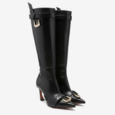 Tuhoomall Comfortable Knee-High Party Boots - Stylish Pointed Toe, Elegant High Stiletto Heel - Perfect for Casual Spring, Autumn, Winter Wear