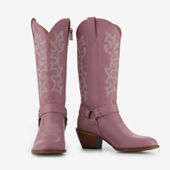 Tuhoomall Western Cowgirl Boots, Chunky Heel, Embroidered Design, Mid-Calf Height, Zipper Closure for Easy Wear Tuhoomall