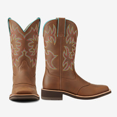 Tuhoomall Western Style Embroidered Ankle Boots for Women, Casual Fashion Footwear with Comfortable Flat Sole, Perfect for All Seasons