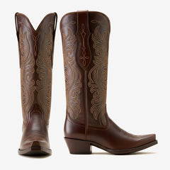 Tuhoomall Western Knee High Cowboy Boots for Women, Fashionable Casual Outdoor, Embroidered Design, Chunky Heel, Slip-On Style