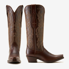 Tuhoomall Western Knee High Cowboy Boots for Women, Fashionable Casual Outdoor, Embroidered Design, Chunky Heel, Slip-On Style Tuhoomall