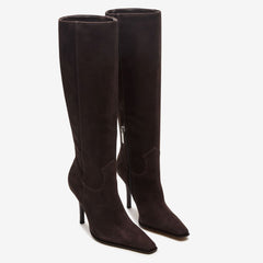 Tuhoomall Fashion Knee-High Boots for Women, Stylish Casual Wear with Chunky Heels and Zipper Detail, Versatile for Work and Everyday Use
