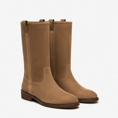 Tuhoomall Fashion Casual Boots for Women - Low Chunky Heel, Round Toe, Slip-On, Solid Color - Versatile for All Seasons