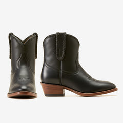 Tuhoomall Comfortable Western Style Ankle Boots for Women, Casual Workwear, Round Toe, Chunky Heel, Seasonless, Woven Colorblock Design