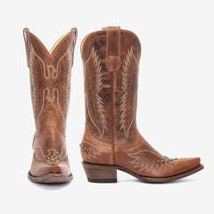 Tuhoomall Western Cowboy Boots for Women - Vintage Casual Style with Embroidery and Studs - Easy Slip-On Design for All Seasons