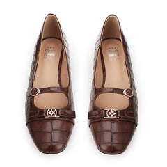 Tuhoomall Checkered Mid-Heel Sandals for Women, Comfortable Closed-Toe Design, Adjustable Buckle, 5cm Chunky Heel, Stylish Footwear for Work and Formal Occasions Tuhoomall