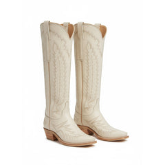 Tuhoomall Western Snip-Toe Mid Calf Boots with Chunky Heel | Fashion Retro Casual Embroidery Slip-On Design | All Seasons Stylish Footwear Tuhoomall