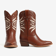 Tuhoomall Western Cowboy Ankle Boots for Women, Stylish Travel and Outdoor Short Booties, Floral Embroidery and Studded Design, Comfortable Chunky Heel