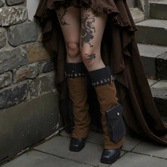 Tuhoomall Comfortable Knee High Cowboy Boots for Women with Studded Design, Adjustable Buckle, Perfect for Parties and Performances