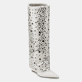Tuhoomall Sparkling Knee-High Glitter Wedge Boots for Parties, Performances, and Fashion Events - Comfortable, Trendy, with Elegant Geometric Design Tuhoomall