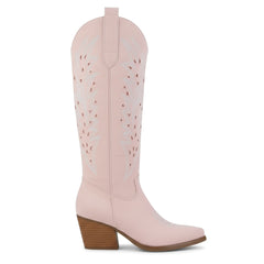 Tuhoomall Western Knee-High Boots For Women With Embroidery And Zipper, Chunky Heel For Travel, Outdoor, Fashion Casual, Party And Dance