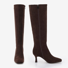 Tuhoomall Knee-High Fashion Boots - Stylish Zipper Closure, Elegant Square Toe, Comfortable 7cm Mid-Heel for Parties and Casual Wear Tuhoomall
