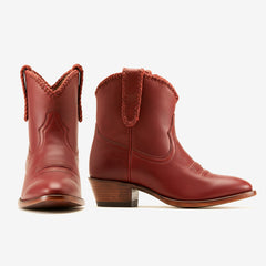 Tuhoomall Comfortable Western Style Ankle Boots for Women, Casual Workwear, Round Toe, Chunky Heel, Seasonless, Woven Colorblock Design