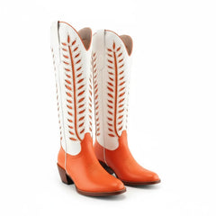 Tuhoomall Western Mid Calf Boots for Women, Embroidered Vegan Leather, Casual Chunky Heel, Spring Autumn Winter Fashion Tuhoomall