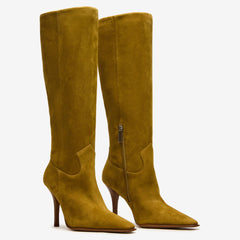 Tuhoomall Fashion Knee-High Boots for Women, Stylish Casual Wear with Chunky Heels and Zipper Detail, Versatile for Work and Everyday Use