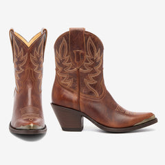 Tuhoomall Western Cowboy Ankle Boots for Women, Vintage Floral Embroidered High Ankle Heeled Booties, Casual Retro Fashion, Easy Slip-On Design Tuhoomall