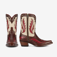 Tuhoomall Western Ankle Boots for Women, Stylish Casual and Workwear, Sharp Toe, Chunky Heel, Zipper Closure, Patches and Embroidery Details Tuhoomall