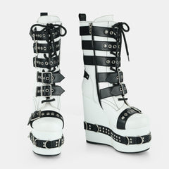 Tuhoomall Waterproof Ankle Boots for Women, Comfortable Wedge Heel, Stylish Rain & Snow Footwear with Adjustable Buckle and Zipper Closure, Perfect for Outdoor Activities