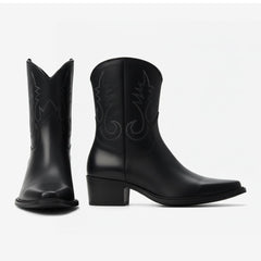 Tuhoomall Western Embroidered Ankle Boots For Women, Trendy Zipper Closure, Stylish Cow Print, High Ankle Support, Perfect For Travel And Outdoor Activities Tuhoomall