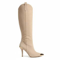 Tuhoomall Stylish High Heel Ankle Boots with Zipper, 10cm Stiletto, Rubber Sole, Metallic Shine, Denim Finish for Fashion, Casual, Office