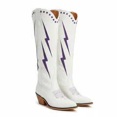 Tuhoomall Western Cowgirl Mid Calf Boots with Chunky Heel, Pointed Toe, Embroidered Design, Slip-On Style for Fashionable Casual Wear