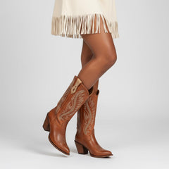 Tuhoomall Retro Studded Mid Calf Boots for Women, Pointed Toe Chunky Heel Slip-On Footwear, Stylish Casual Performance Design