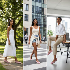 Tuhoomall Comfortable Rhinestone Ballet Flats for Women - Casual Blue Mesh Slip-On Shoes with Low Heel and Round Toe