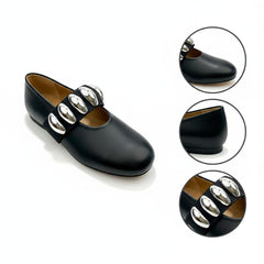 Tuhoomall Ballet Flats for Women, Round Toe, Adjustable Buckle, Casual Style, All-Day Comfort, Non-Slip Rubber Sole, Perfect for Parties and Performances