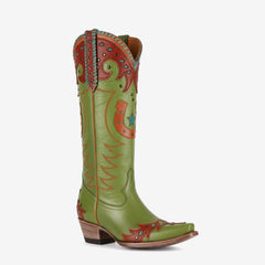Tuhoomall Western Knee-High Boots for Women, Comfortable Chunky Heel, Floral Embroidery, Casual Outdoor Style Tuhoomall