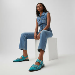 Tuhoomall Comfortable Low Heel Platform Shoes with Adjustable Metal Buckle for Casual and Office Use, Ideal for All-Season Wear