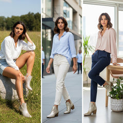 Tuhoomall Glitter Ankle Boots for Women, 3-Inch Chunky Heel, Shiny Pointed Toe, Perfect for Parties and Fashion Events