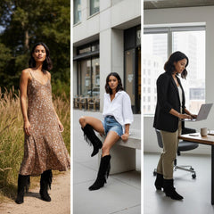 Tuhoomall Western Style Mid-Calf Boots with Tassels, Casual Fashion Footwear, Chunky Heel, Faux Suede, Zipper Closure, All-Season Design