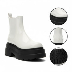 Tuhoomall Fashion Casual Waterproof Ankle Boots with Thick Sole, Round Toe, Easy Slip-On Design for Daily Office Wear