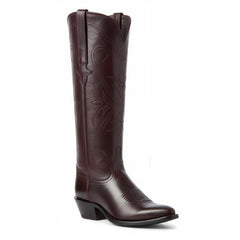 Tuhoomall Western Style Knee-High Boots, Embroidered Vegan Leather, 5.5cm Chunky Heel, Fashion Casual for All Seasons