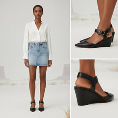 Tuhoomall Fashion High Heel Sandals for Women, Adjustable Buckle, Solid Color with Metal Accents, Stylish Casual and Office Wear