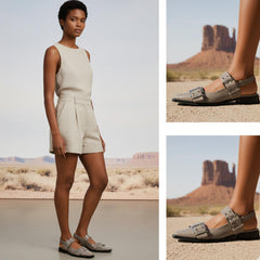 Tuhoomall Comfortable Low Heel Platform Shoes with Adjustable Metal Buckle for Casual and Office Use, Ideal for All-Season Wear