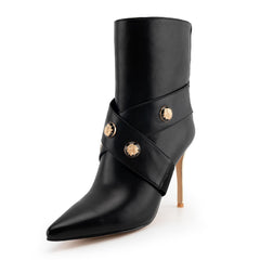 Tuhoomall Ankle Boots, Pointed Toe, Zipper Closure, Stylish High Heels for Weddings, Business Events, and Formal Occasions