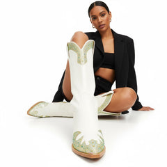 Tuhoomall Western Ankle Boots for Women, Comfortable Casual Style with Rhinestone Details, Perfect for Parties and Everyday Wear