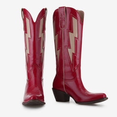 Tuhoomall Western Ankle Boots for Women, Slip-On Embroidered Chunky 5.5cm Heel, Stylish Patchwork Design for Casual and Party Wear