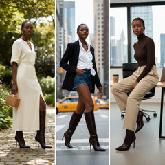 Tuhoomall Fashion Knee-High Boots for Parties and Performances, Chic Pointed Toe with Zipper Closure, Stylish All-Season Slip-Resistant Rubber Sole