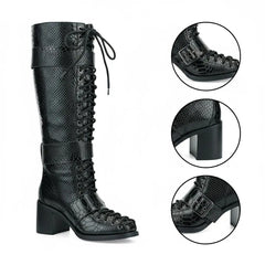 Tuhoomall Style Knee-High Fashion Boots for Women, Comfortable Chunky Heel, Studded Accents, Ideal for Parties and Casual Outings Tuhoomall