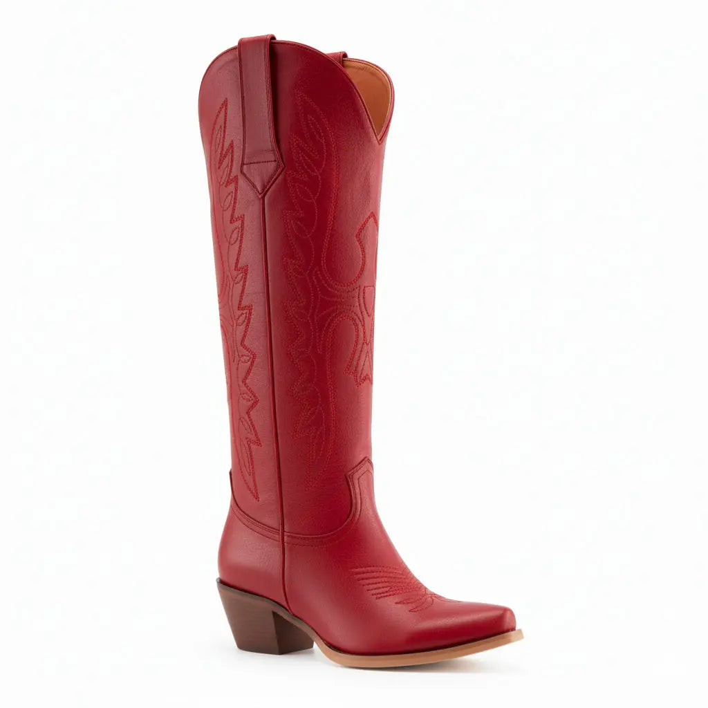 Tuhoomall Womens Cowgirl Boots Fashion Over the Knee Boots With Classic Embroidery Tuhoomall