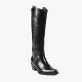 Tuhoomall Western Style Knee-High Fashion Boots with Studded Design, Comfortable Slip-On Chunky Heel for Parties and Casual Wear Tuhoomall