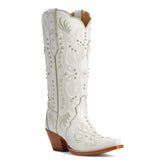 Tuhoomall Western Mid-Calf Boots For Women, 6cm Chunky Heel, Pearl And Embroidery Detail, Stylish Slip-On Design For All Occasions Tuhoomall
