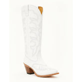 Tuhoomall Western Chunky Heel Mid Calf Boots, Embroidered Slip-On Stylish Footwear for Fashion Events and Casual Outings