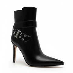 Tuhoomall Fashion Ankle Boots for Women with Cross Strap Design, Stiletto Heel, Studded Detail, Perfect for Casual and Office Wear