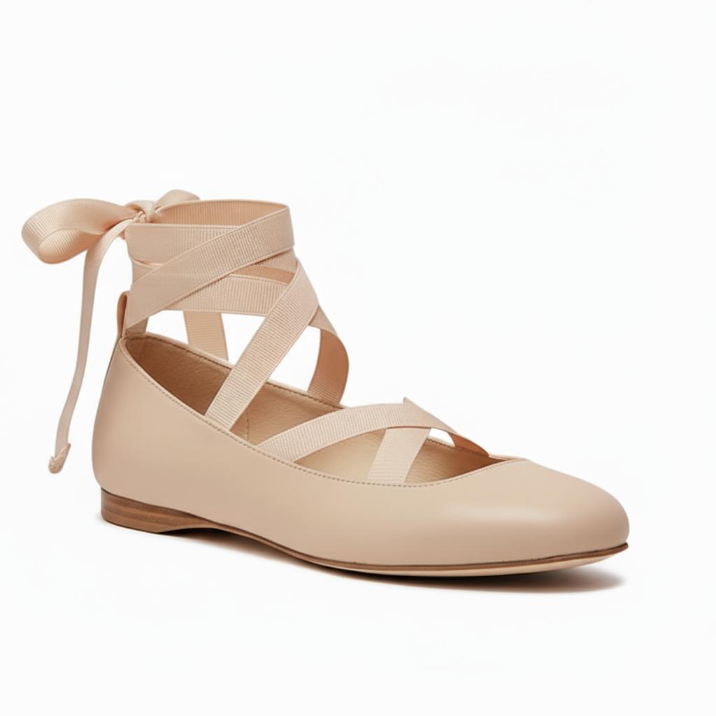 Tuhoomall Ballet Flat Shoes For Parties And Performances, Comfortable Round-Toe Design With Satin Finish And Cross Straps Tuhoomall