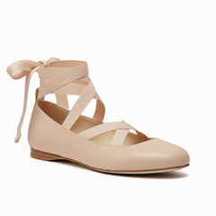 Tuhoomall Ballet Flat Shoes For Parties And Performances, Comfortable Round-Toe Design With Satin Finish And Cross Straps